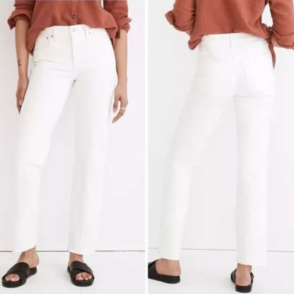 NEW Madewell Mid-Rise Perfect Vintage Straight Jean in Tile White, 28